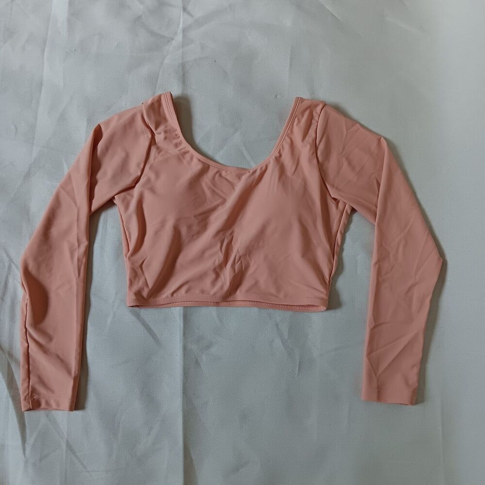 Coral Reef Cropped Swim Top Long Sleeved Peach XXL